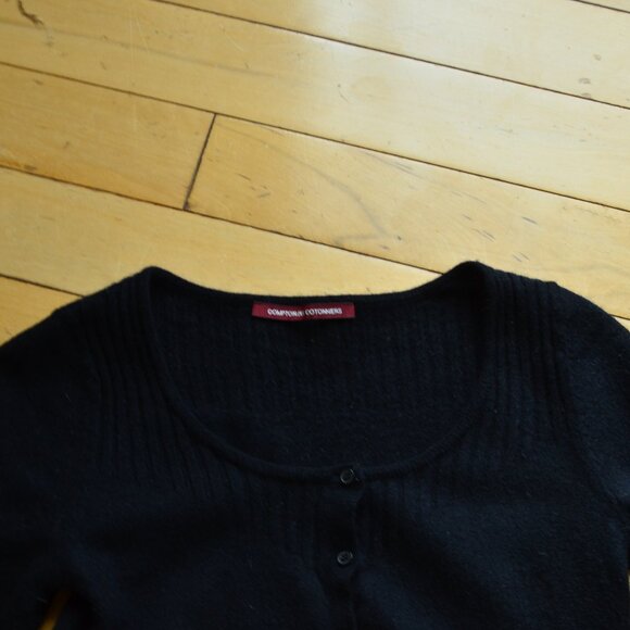 Comptoir Des Contonniers Scoop Neck Wool Cardigan Black XS XXS - Picture 2 of 6